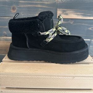 UGG Black Ankle Boots with Yellow Laces